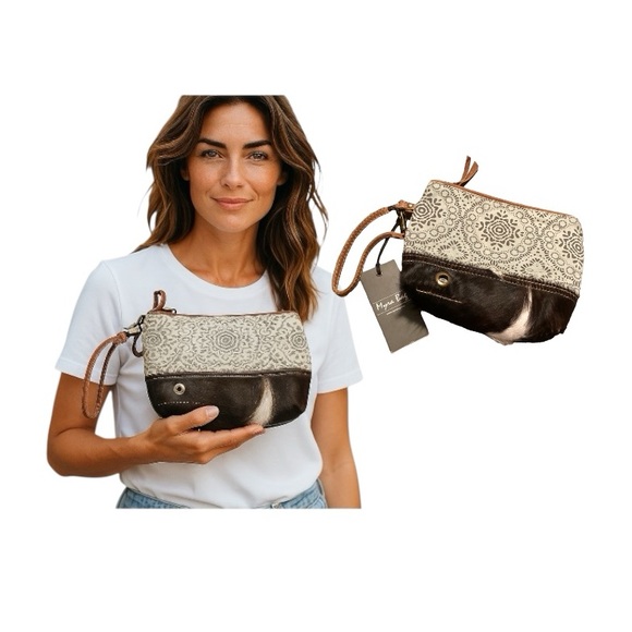 Myra Bag Handbags - Myra Floral Print Hairon Wristlet Bag